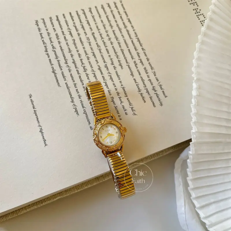 Vintage Style Gold/Silver Round Face Bracelet Ladies Watch