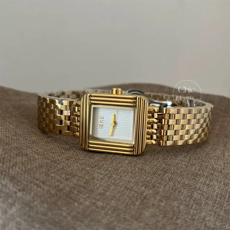 Minimalist Gold/Silver Square Face Stainless Steel Watch for Women