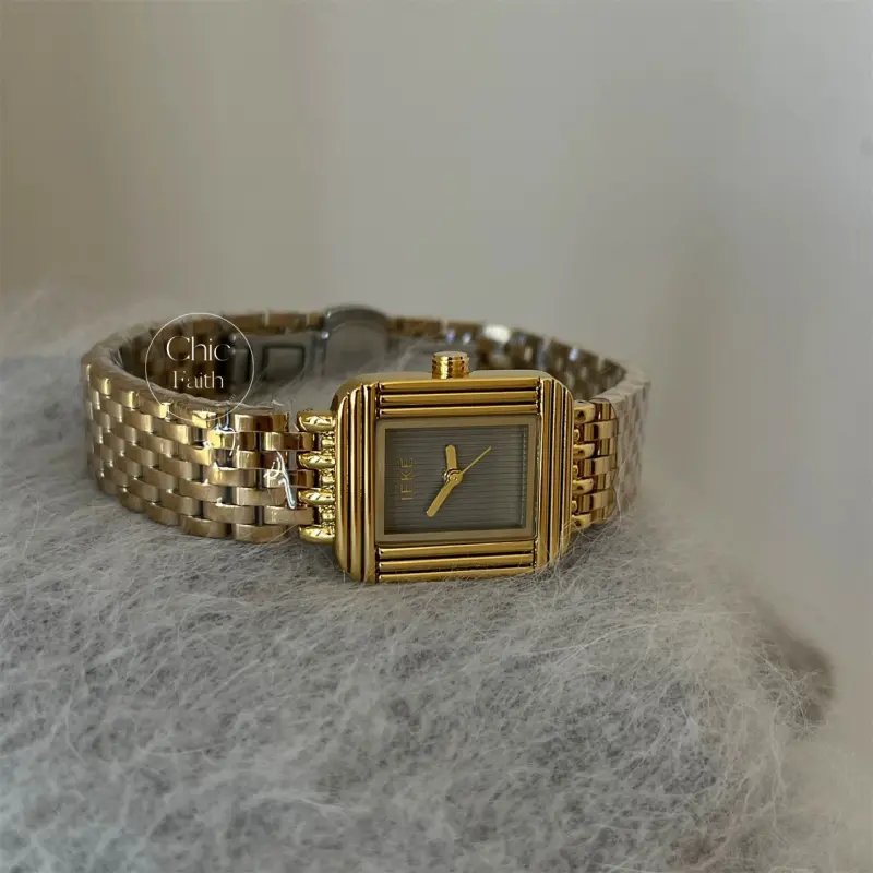 Minimalist Gold/Silver Square Face Stainless Steel Watch for Women