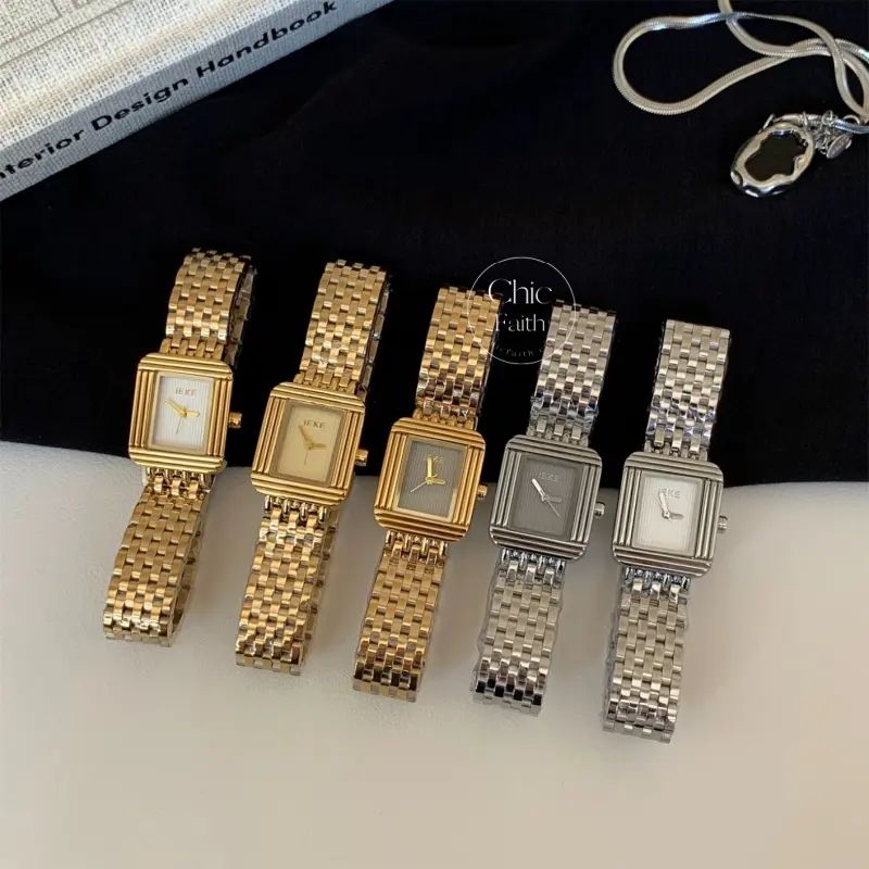 Minimalist Gold/Silver Square Face Stainless Steel Watch for Women