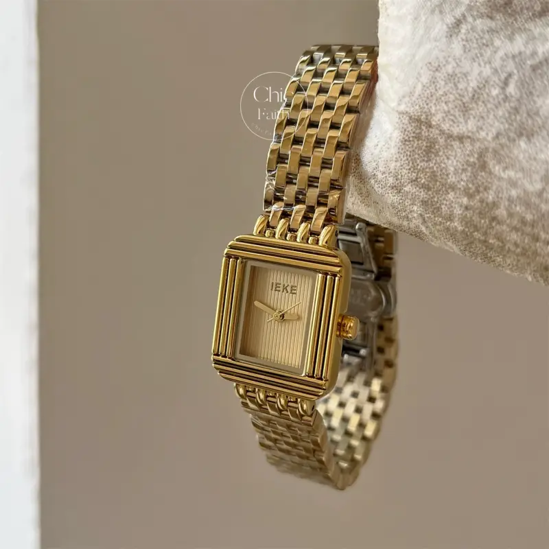 Minimalist Gold/Silver Square Face Stainless Steel Watch for Women