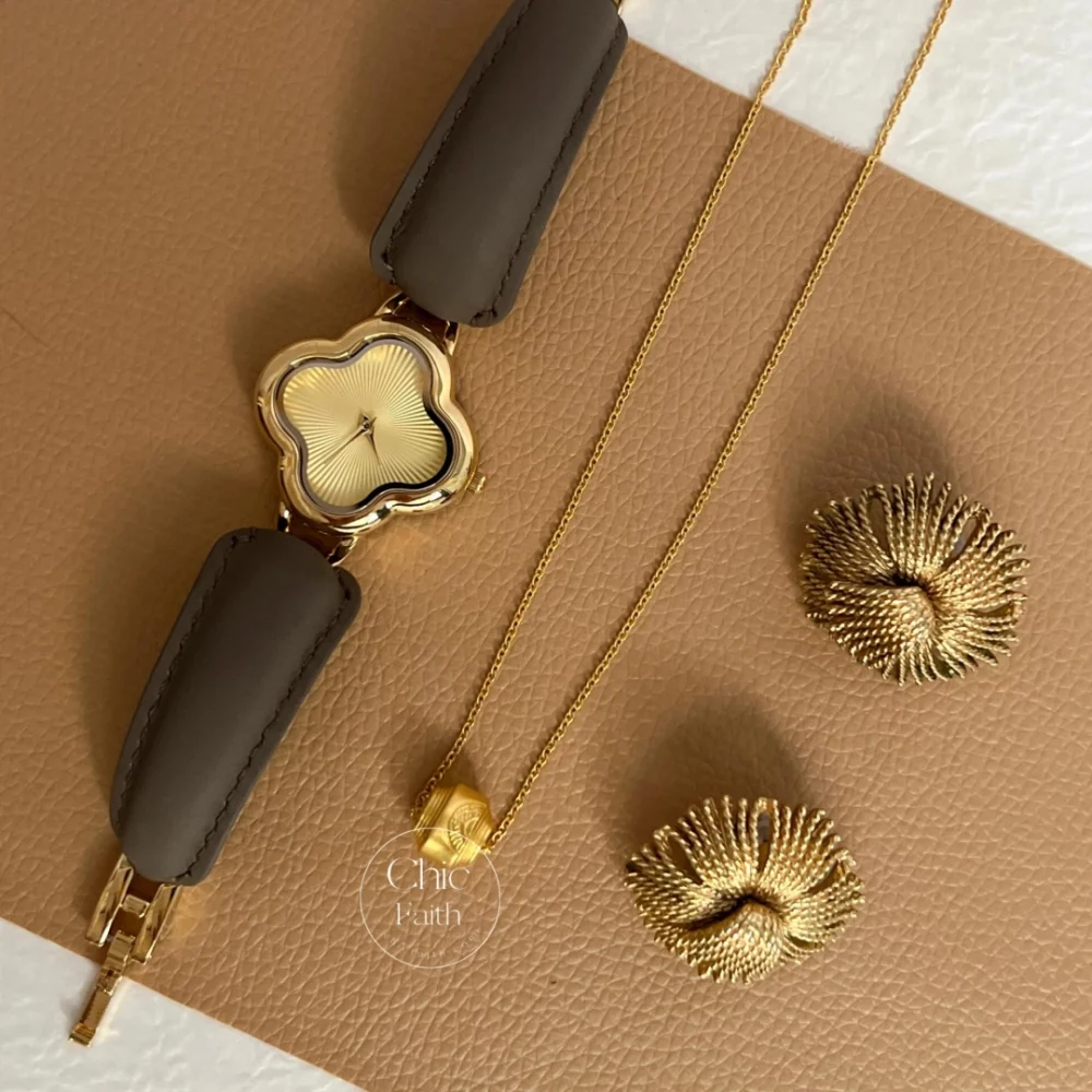 Four Leaf Clover Classic Genuine Leather Watch for Women