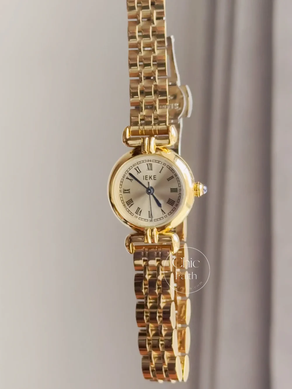 Dainty Gold Round Small Face Roman Numberal Watch for Women