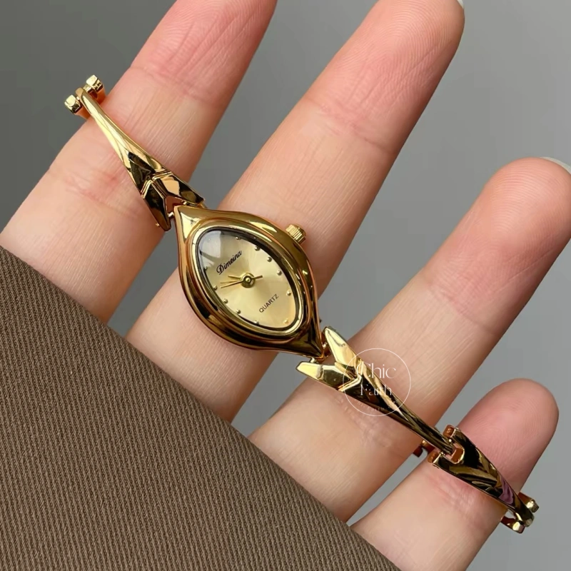 Vintage-Inspired Unique Gold Bracelet Women's Watch