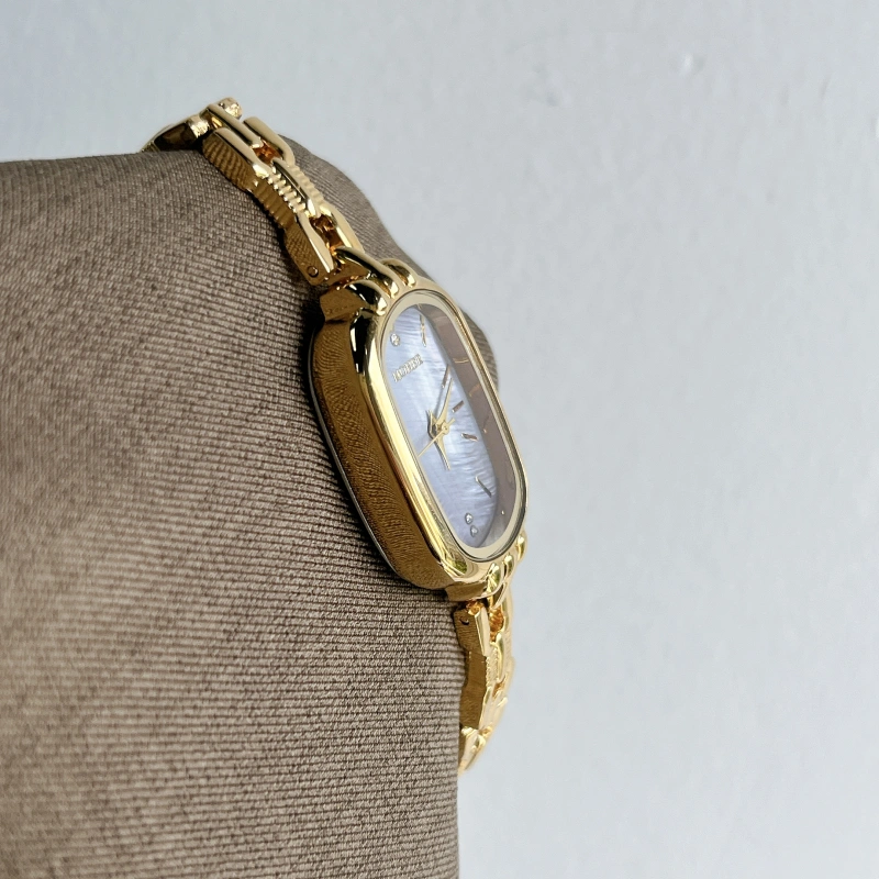MoHer Watch Purple Mother of Pearl Dial Gold Oval Bracelet Watch for Women