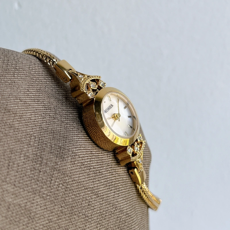 MoHer Watch Gold Small Face Slim Chain Bracelet Watch for Women