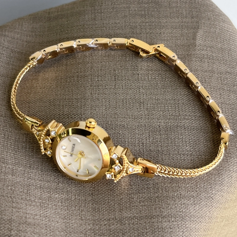 MoHer Watch Gold Small Face Slim Chain Bracelet Watch for Women