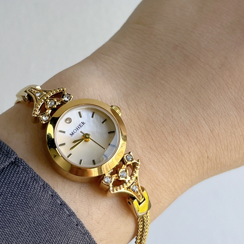MoHer Watch Gold Small Face Slim Chain Bracelet Watch for Women
