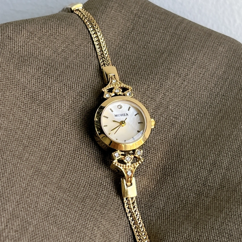 MoHer Watch Gold Small Face Slim Chain Bracelet Watch for Women