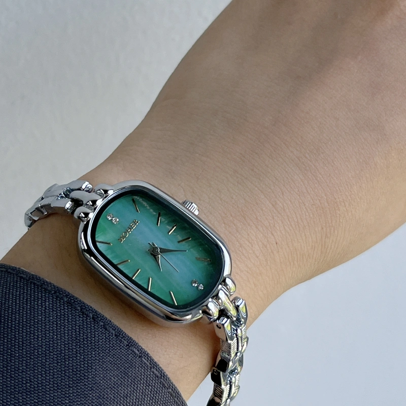 MoHer Watch Mint Green Mother of Pearl Dial Silver Bracelet Watch for Women