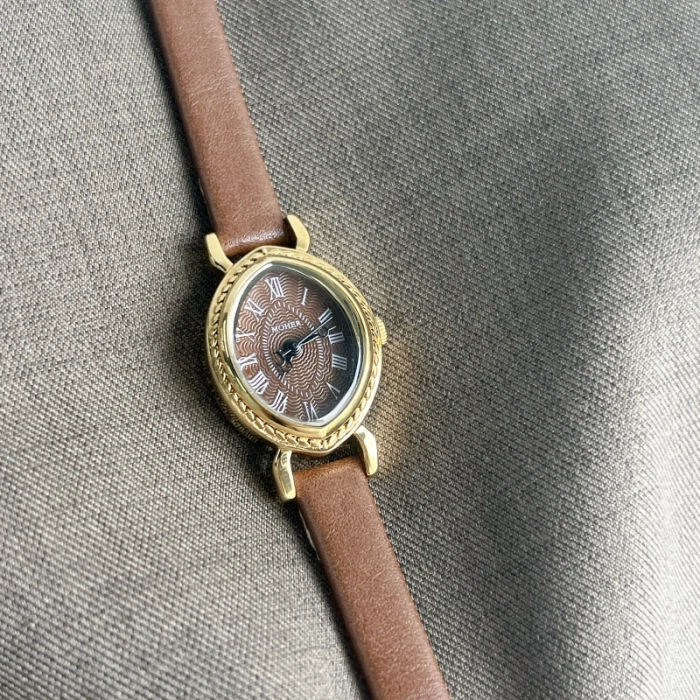 MoHer Watch Classic Brown Leather Strap Watch for Women