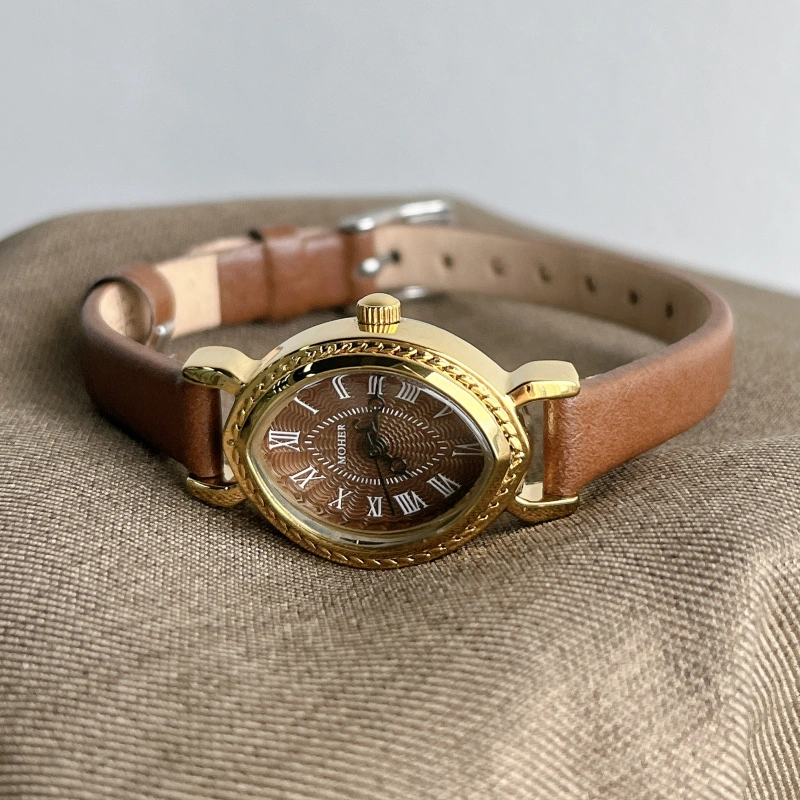 MoHer Watch Classic Brown Leather Strap Watch for Women