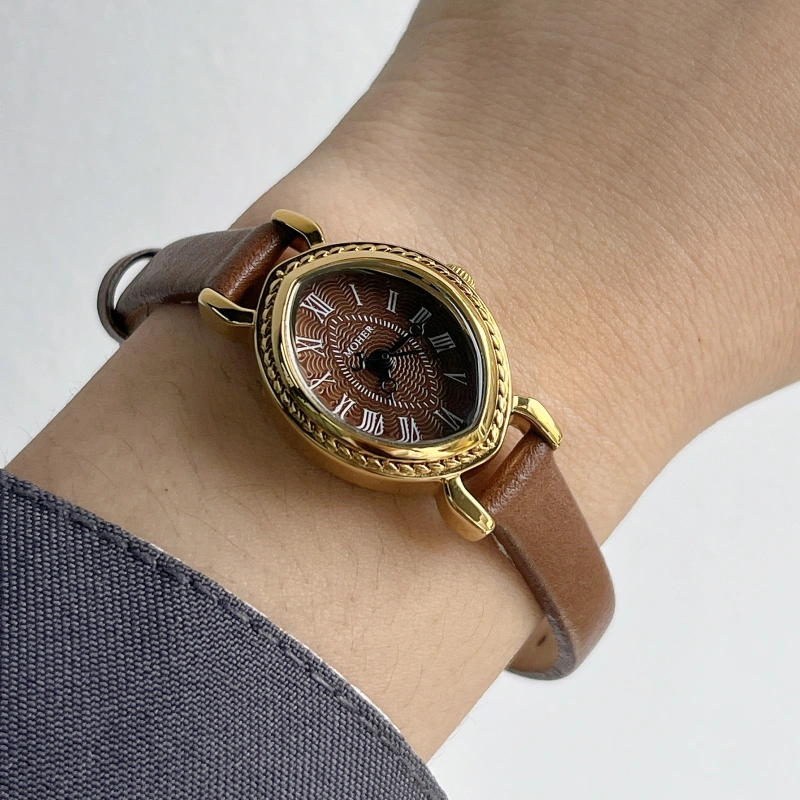 MoHer Watch Classic Brown Leather Strap Watch for Women
