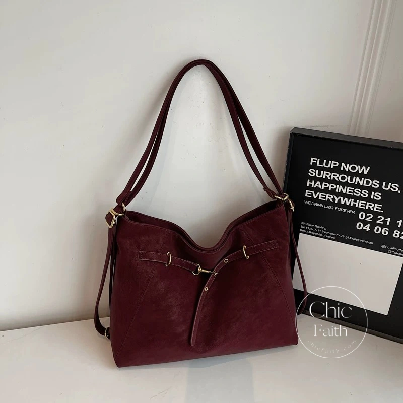 Chic Black/Burgundy/Brown/Gray Leather Women's Leather Tote Bag