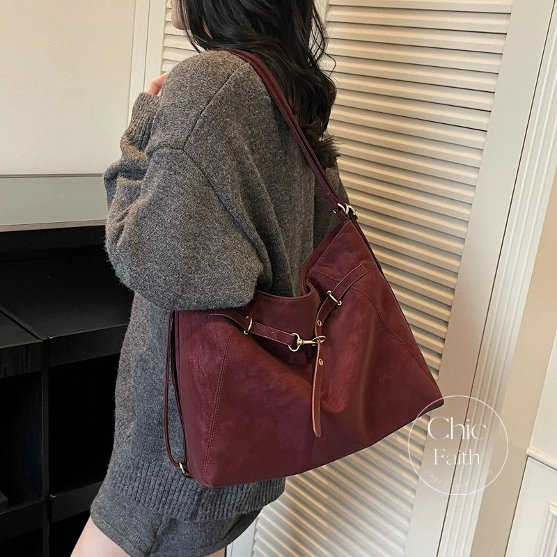 Chic Black/Burgundy/Brown/Gray Leather Women's Leather Tote Bag