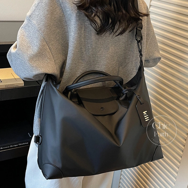 Chic Black/Green/Orange Nylon Large Capacity Women's Travel Bag