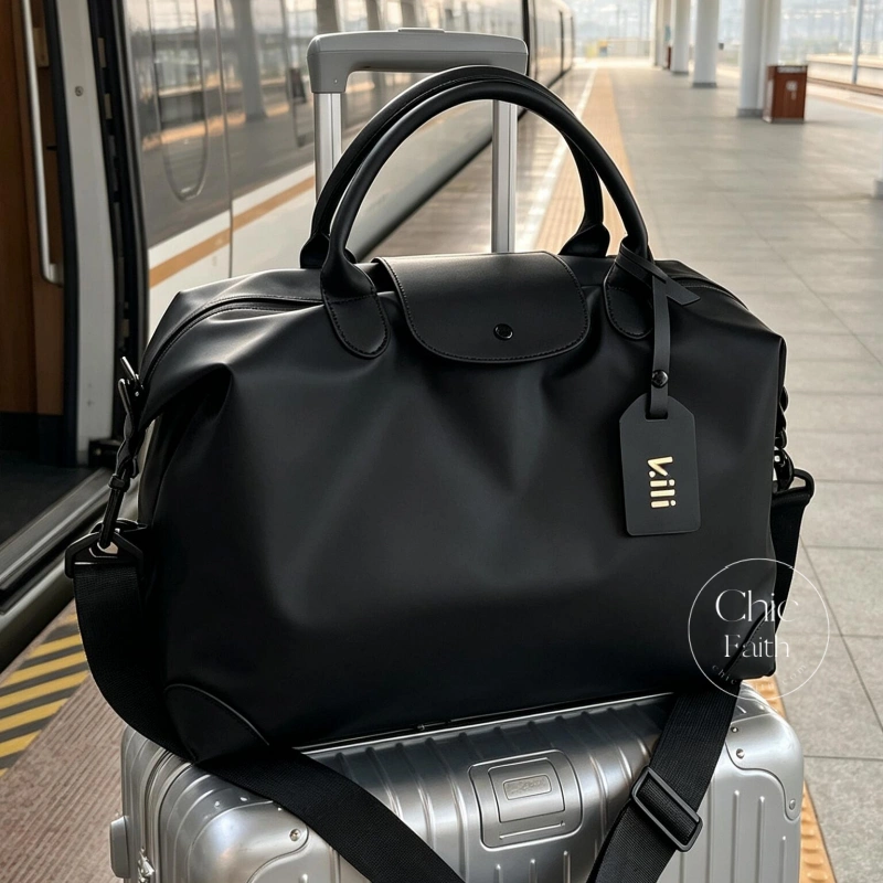 Chic Black/Green/Orange Nylon Large Capacity Women's Travel Bag