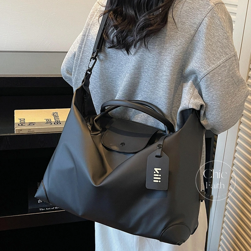 Chic Black/Green/Orange Nylon Large Capacity Women's Travel Bag