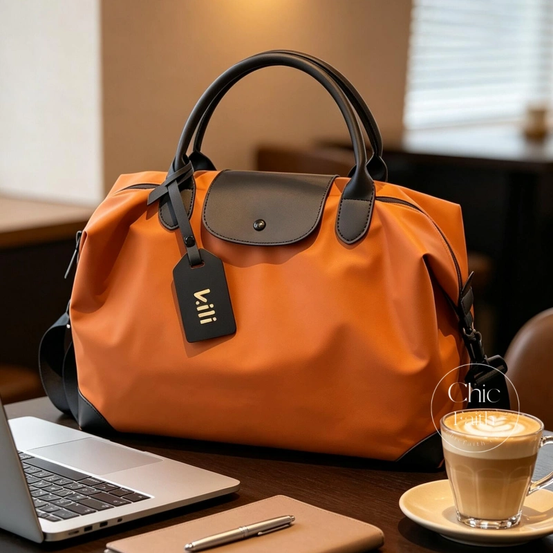 Chic Black/Green/Orange Nylon Large Capacity Women's Travel Bag