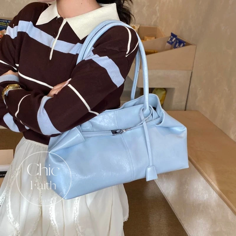 Chic Red/Pink/White/Blue/Brown/Black Women's Leather Shoulder Tote Bag