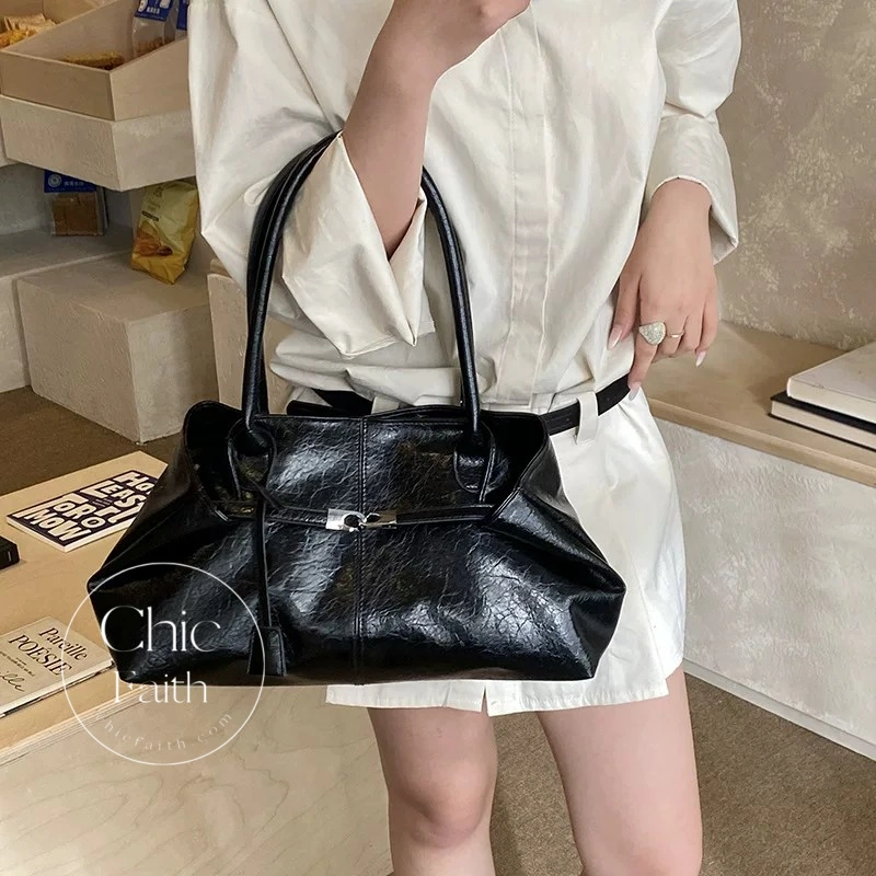 Chic Red/Pink/White/Blue/Brown/Black Women's Leather Shoulder Tote Bag