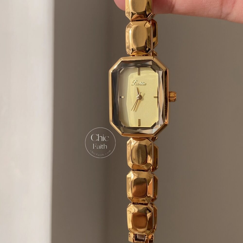 Classic Rectangle Face Gold Women's Bracelet Watch