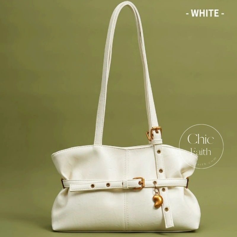Elegant Retro Coffee/Black/White/Brown Women's Leather Shoulder Bag