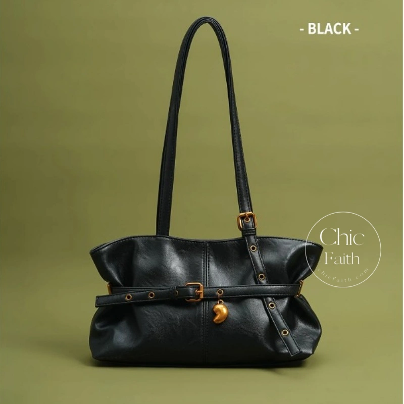 Elegant Retro Coffee/Black/White/Brown Women's Leather Shoulder Bag