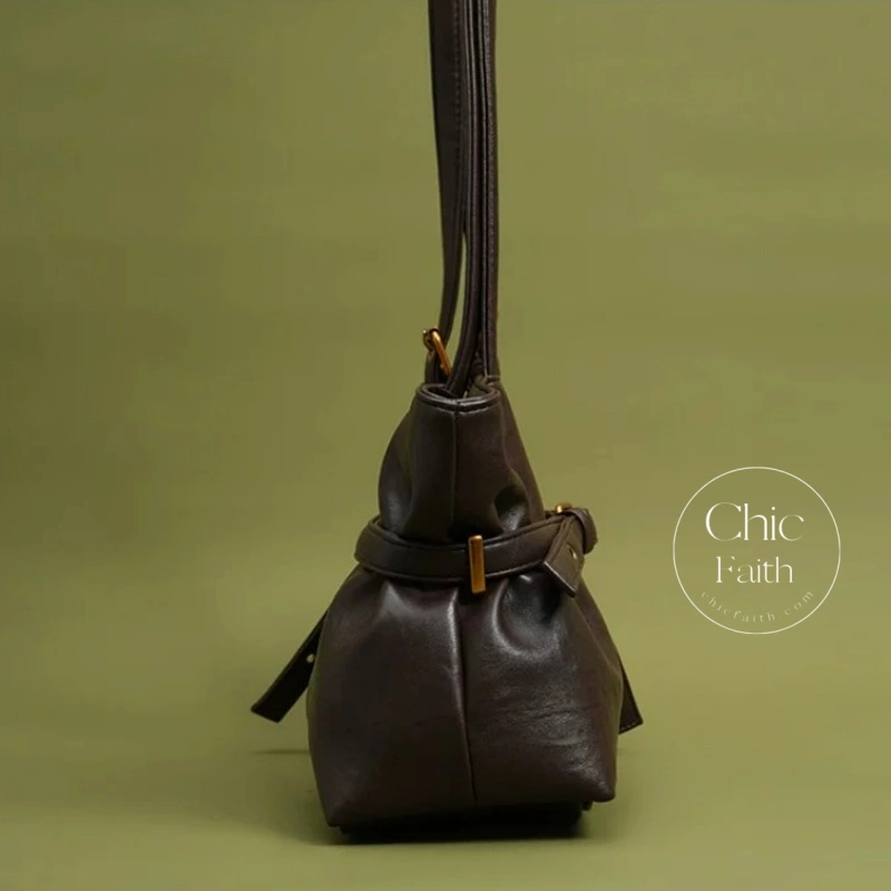Elegant Retro Coffee/Black/White/Brown Women's Leather Shoulder Bag