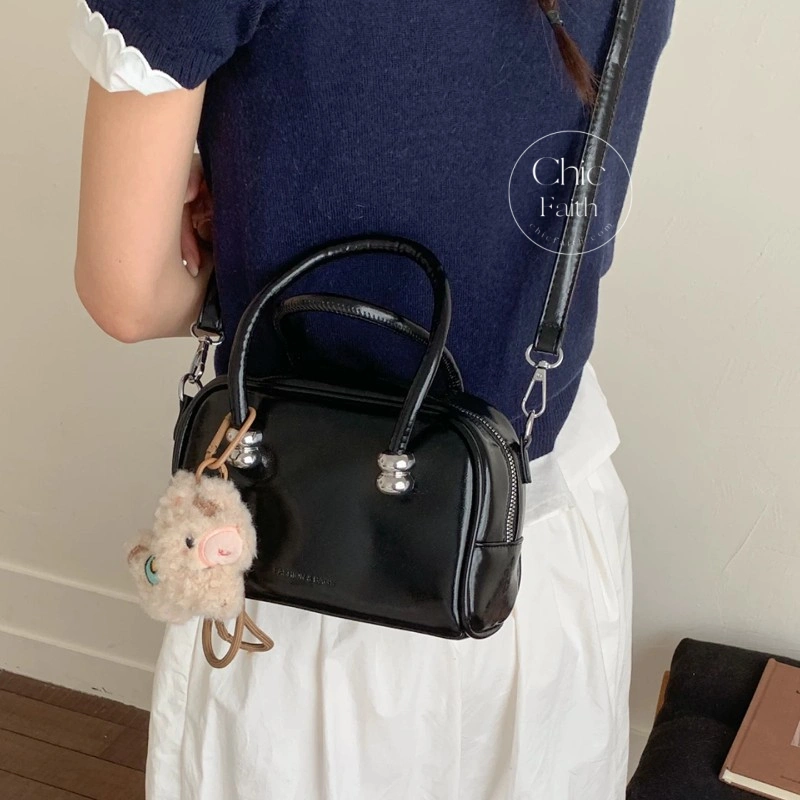 Chic Yellow/Blue/White/Black Leather Mini Women's Shoulder Bag