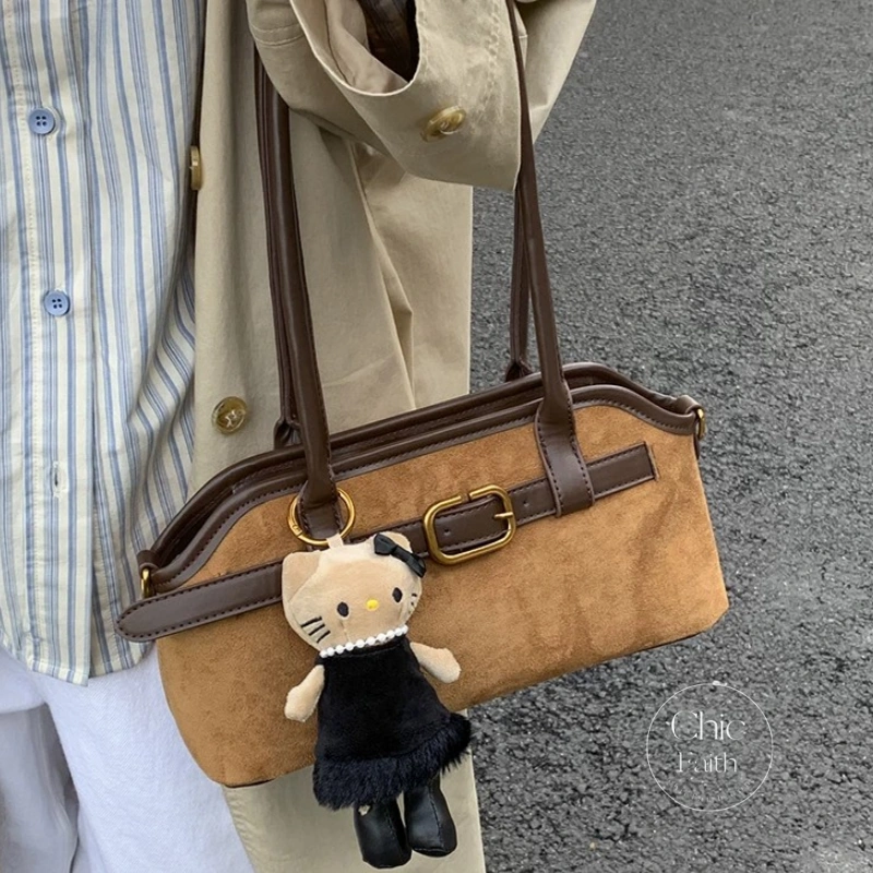 Classic Coffee/Brown Suede Women's Underarm Shoulder Bag