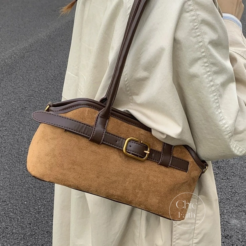 Classic Coffee/Brown Suede Women's Underarm Shoulder Bag