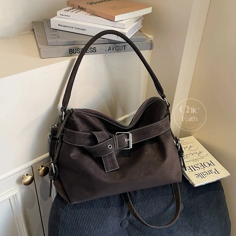 Vintage-Inspired Camel/Green/Brown/Black Leather Women's Shoulder Hobo Bag