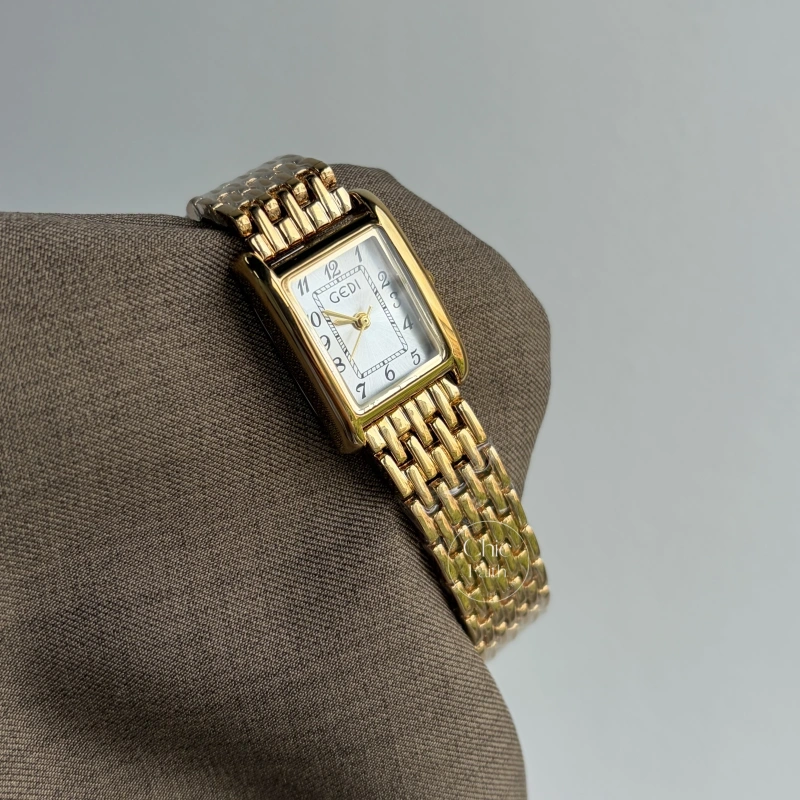 Dainty Gold Rectangle Dial Arabic Numerals Bracelet Watch for Women