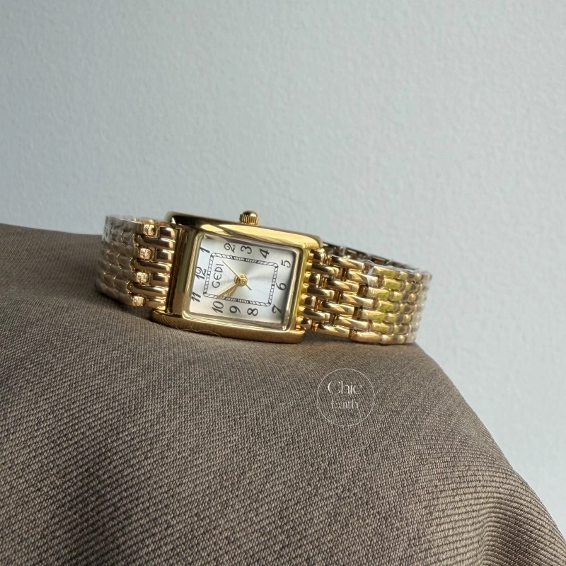 Dainty Gold Rectangle Dial Arabic Numerals Bracelet Watch for Women