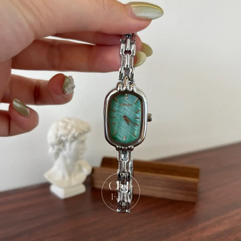 ChicFaith Mint Green Mother of Pearl Dial Silver Bracelet Watch for Women