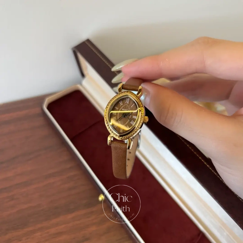 ChicFaith Classic Brown Leather Strap Watch for Women