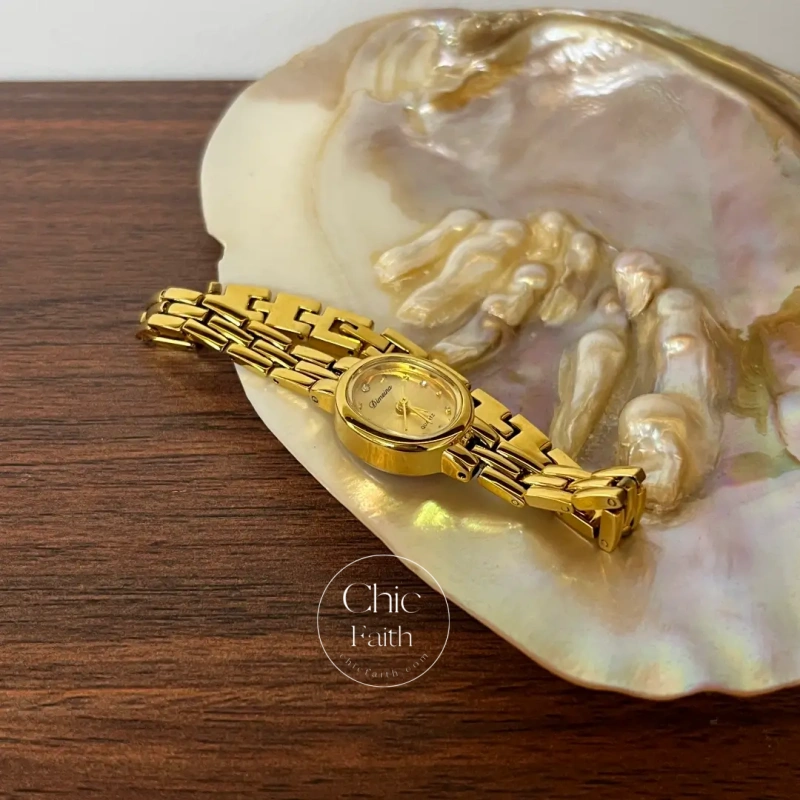 Dainty Gold Watch Small Oval Dial Watch for Women