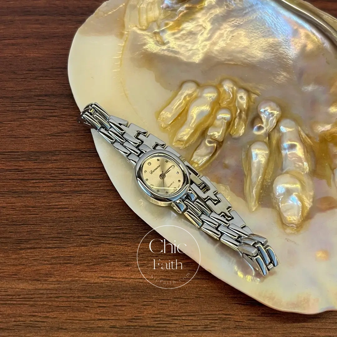 Dainty Silver Watch Small Oval Dial Watch for Women