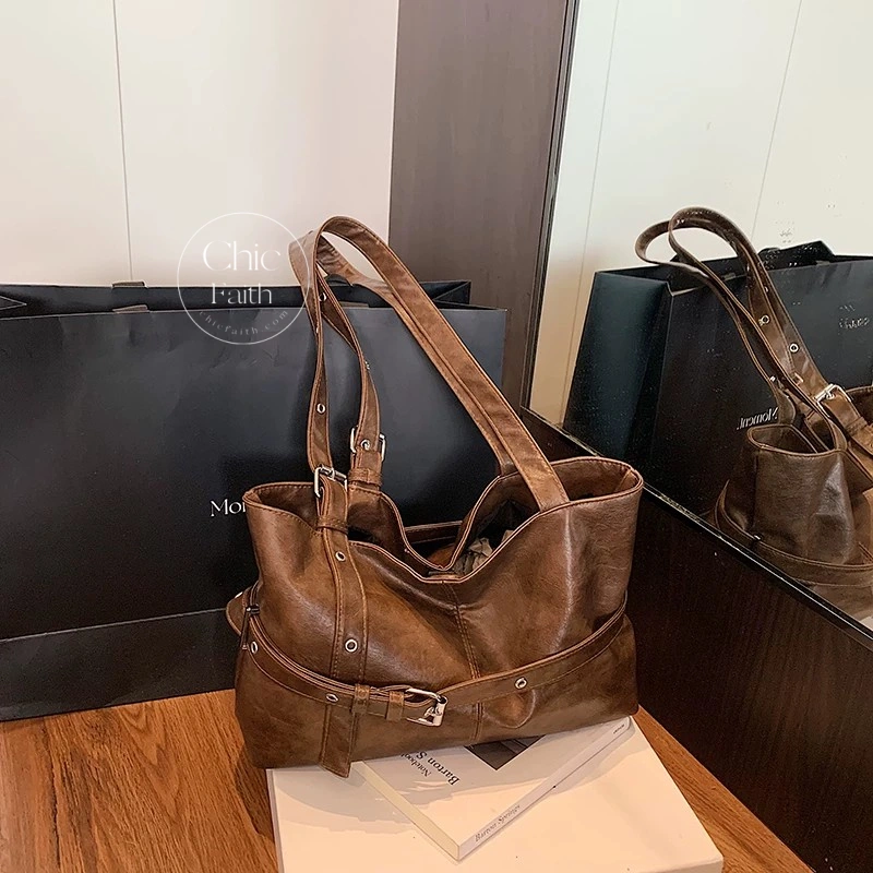 Retro Beige/Brown/Black/Red Leather Hobo Shoulder Women's Bag