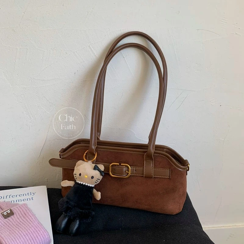 Classic Coffee/Brown Suede Women's Underarm Shoulder Bag