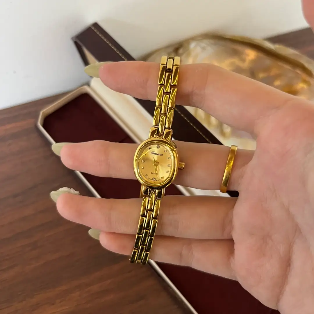 Dainty Gold Watch Small Oval Dial Watch for Women