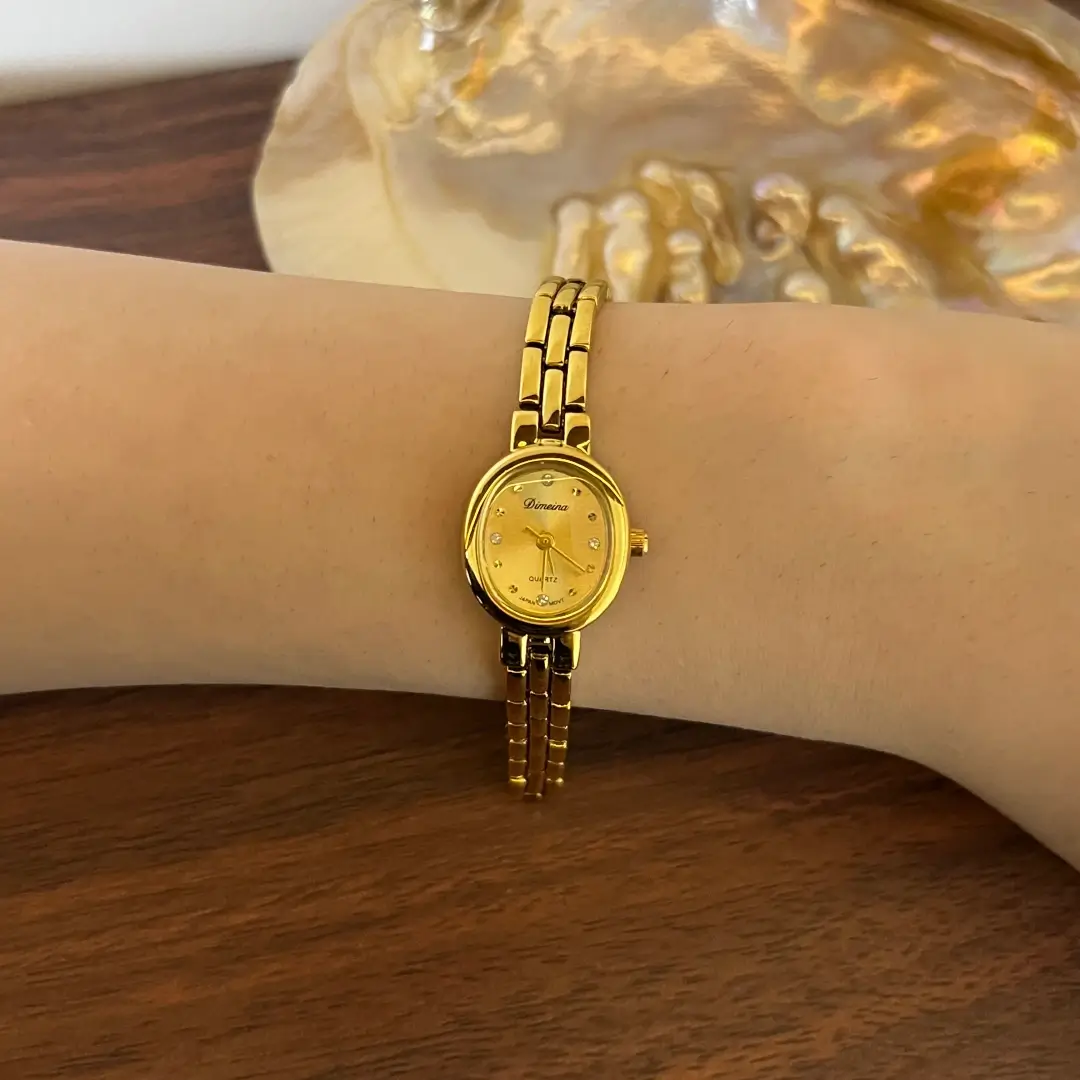 Dainty Gold Watch Small Oval Dial Watch for Women