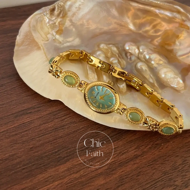 ChicFaith Mint Green Handmade Jade Gemstone Bracelet Watch