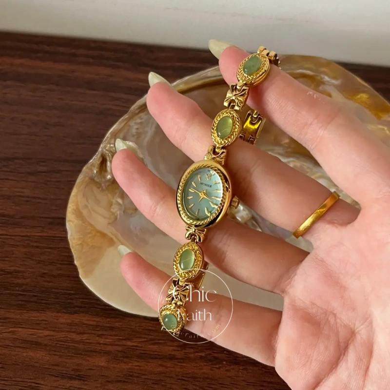ChicFaith Mint Green Handmade Jade Gemstone Bracelet Watch