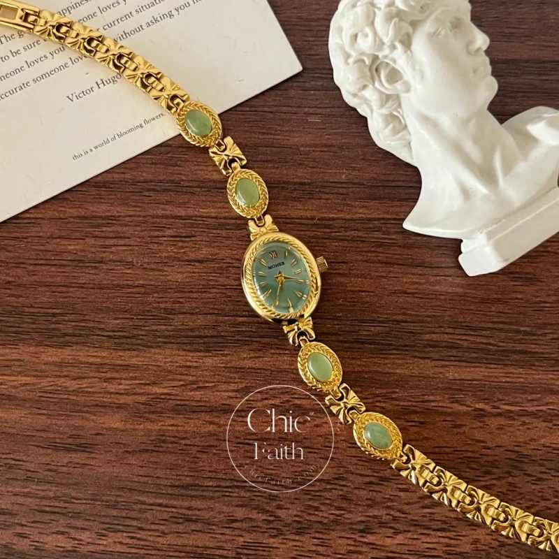 ChicFaith Mint Green Handmade Jade Gemstone Bracelet Watch