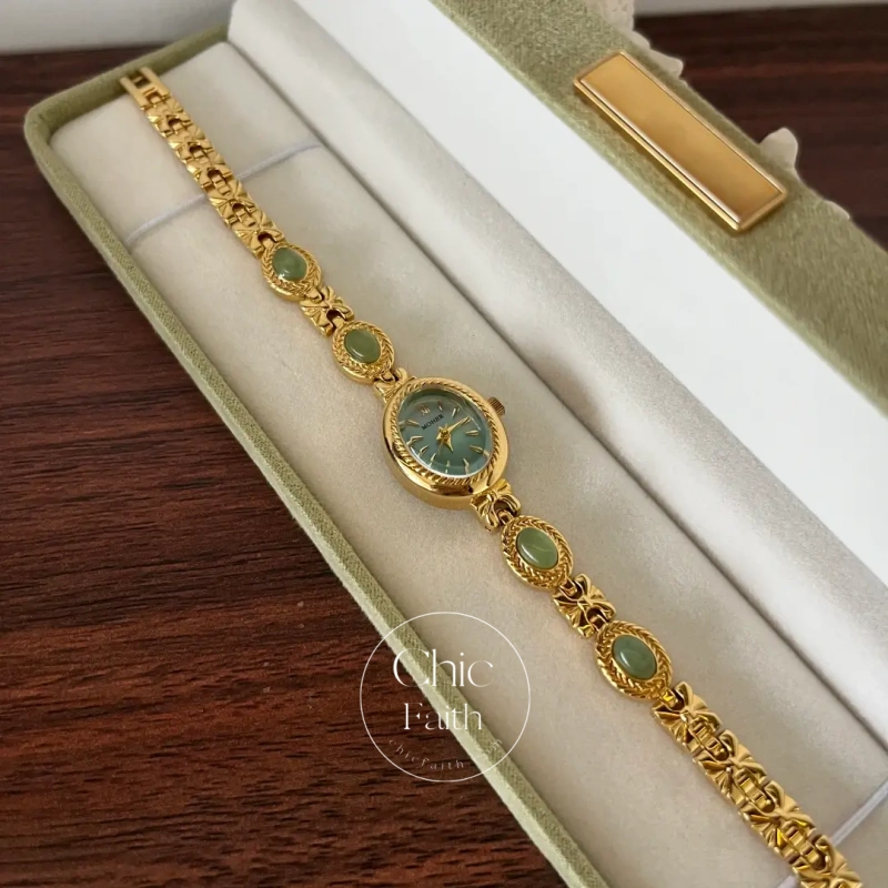 ChicFaith Mint Green Handmade Jade Gemstone Bracelet Watch