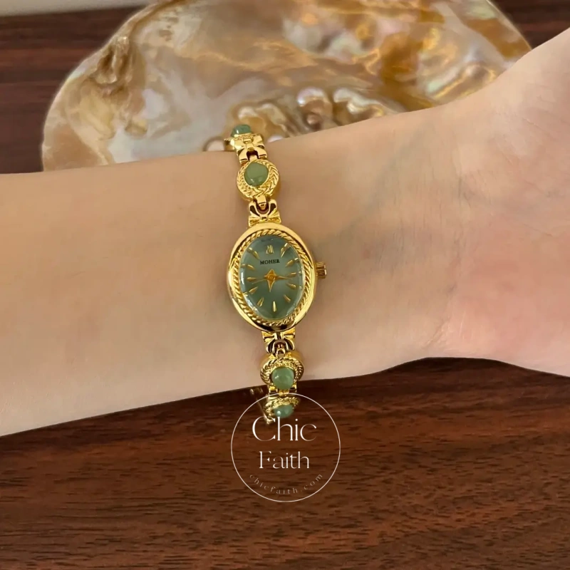 ChicFaith Mint Green Handmade Jade Gemstone Bracelet Watch