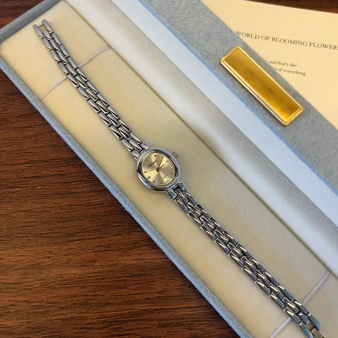 Dainty Silver Watch Small Oval Dial Watch for Women