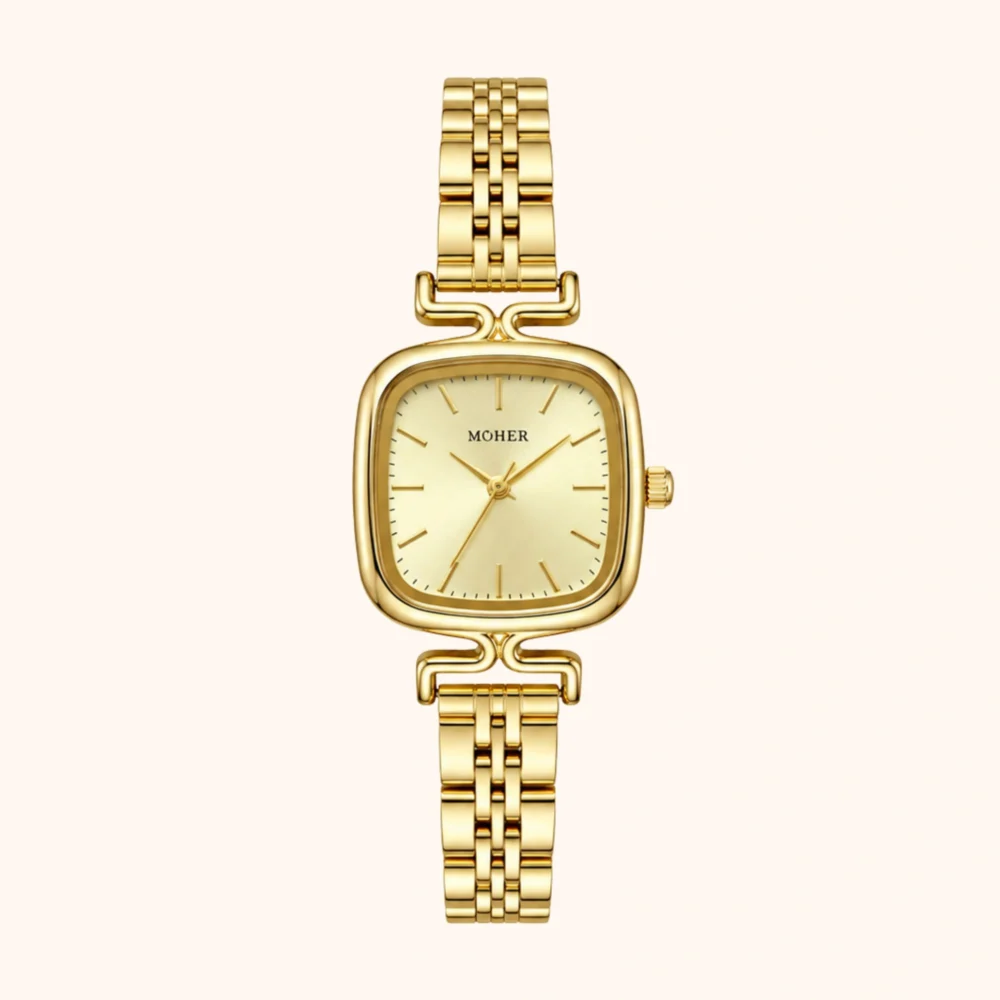 ChicFaith Gold Square Face Classic Stainless Steel Watch for Women